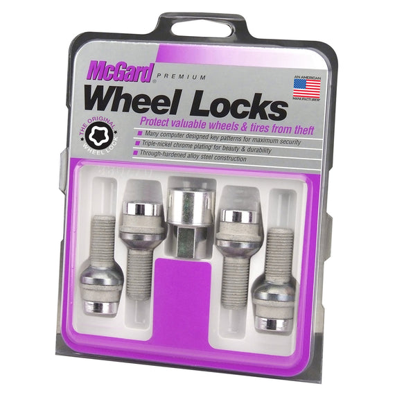 McGard Wheel Lock Set 4pk 14X1.5 BOLT RADIUS SEAT, 19MM HEX, 35.4MM SHK-CHROME 28032