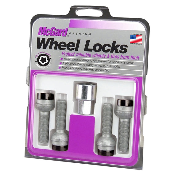 McGard Wheel Lock Set 4pk 14X1.5 BOLT RADIUS SEAT, 17MM HEX, 45.0MM SHK-BLACK 28317