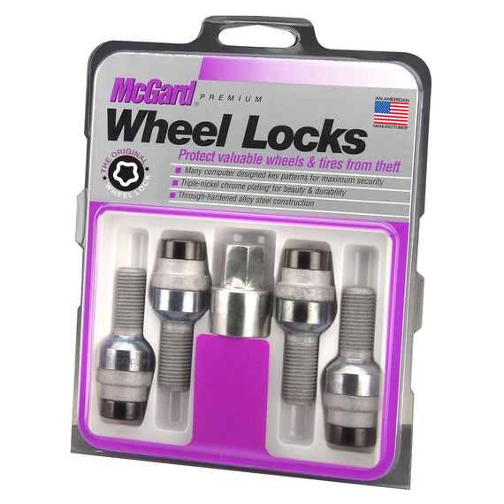 McGard Wheel Lock Set 4pk 14X1.5 BOLT RADIUS SEAT, 17MM HEX, 28.2MM SHK-BLACK 28320