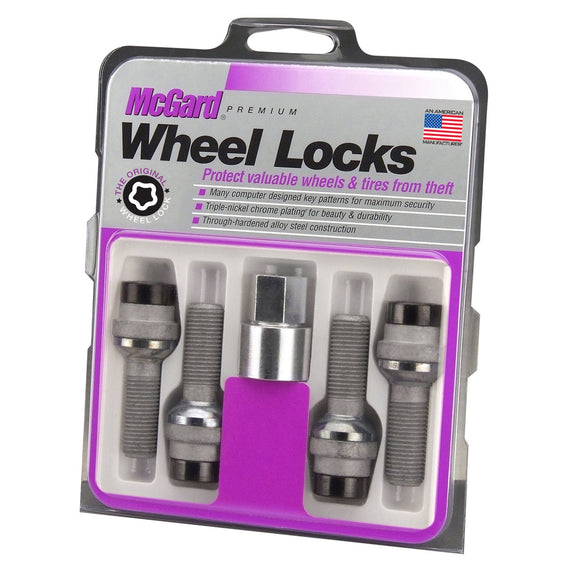 McGard Wheel Lock Set 4pk 14X1.5 BOLT RADIUS SEAT, 19MM HEX, 35.4MM SHK-BLACK 28332