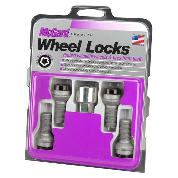 McGard Wheel Lock Set 4pk 14X1.5 BOLT RADIUS SEAT, 17MM HEX, 27.0MM SHK-BLACK 28374