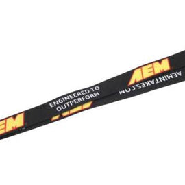 AEM Black Lanyard 3/4in x 36in w/ Swivel Clip - Red / Yellow AEM Logo 01-901