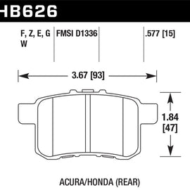 Hawk HPS Rear Brake Pads Acura TSX Honda Accord HB626F.577