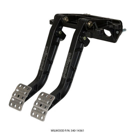 Wilwood Adjustable-Tandem Dual Pedal - Brake / Clutch - Fwd. Swing Mount - 7.0:1 - Black E-Coat 340-14361