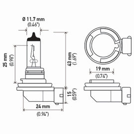 Hella H11 12V 55W PGJ19-2 HP2.0 Performance Halogen Bulb - Pair H11 2.0TB
