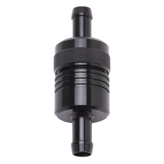 Edelbrock Fuel Filter Aluminum 3In X 01/ 1/8In 3/8In Inlet/Outlet Black 8157