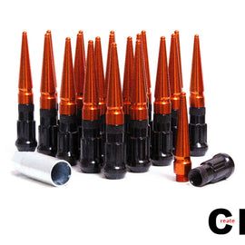 CPR Spline Steel Racing Lug Nuts+Aluminum Spike 12x1.25 Black/Orange 123mm