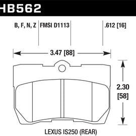 Hawk HB562F.612 HPS High Performance Street Brake Pads [Rear Set] HB562F.612