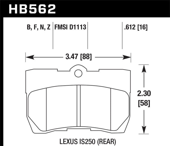 Hawk HB562F.612 HPS High Performance Street Brake Pads [Rear Set] HB562F.612