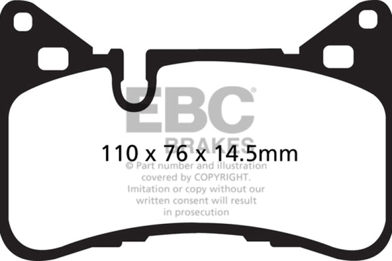 EBC Yellow Stuff Rear Brake Pads for 2014 Mercedes C63 AMG W204 6.2L DP42117R
