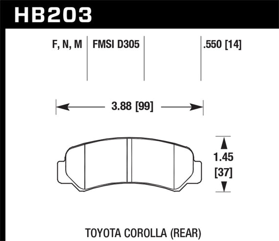 Hawk Performance HB203F.550 HPS Disc Brake Pad Fits 85-87 Corolla HB203F.550