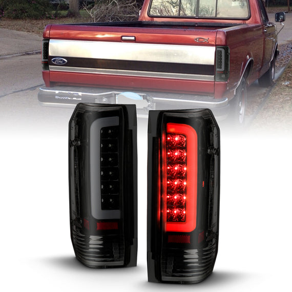 For Ford F-150 1987-1996 Anzo Black/Smoke Fiber Optic LED Tail Lights 311351