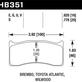 Hawk Blue 9012 Compound Brake Pads 15.748mm Thickness HB351E.620