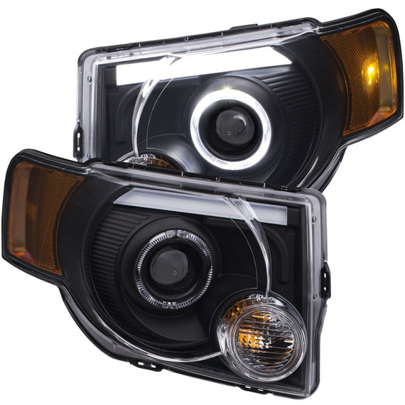 ANZO 2008-2012 Ford Escape Projector Headlights w/ Halo Black 111355