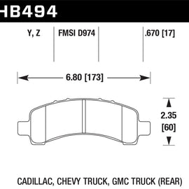 Hawk 03-10 Chevy Express / GMC Savana (Various Models) Performance Ceramic Street Rear Brake Pads HB494Z.670