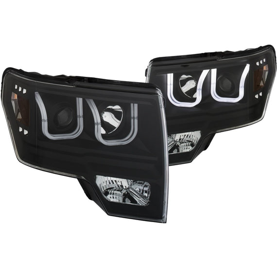 Anzo 111351 Black Amber Projector Headlight U-Bar Style for 09-14 Ford F-150 111351