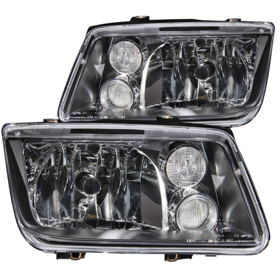 Anzo 121169 Black Clear Lens Crystal Headlights with Fog Lights for 99-05 Jetta 121169