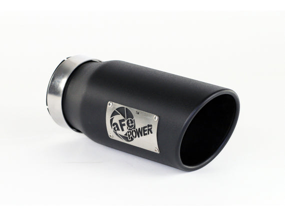 aFe Power Diesel Exhaust Tip Black- 4 in In x 5 out X 12 in Long Bolt On (Right) 49T40501-B12