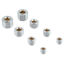 Spectre Pipe Plug Kit - Includes (2) 1/8in. / (2) 1/4in. / (2) 3/8in. / (2) 1/2in. Plugs - Chrome 60183