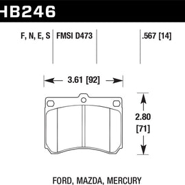 Hawk High Performance Street Front Brake Pads for 92-02 Escort HB246F.567 HB246F.567