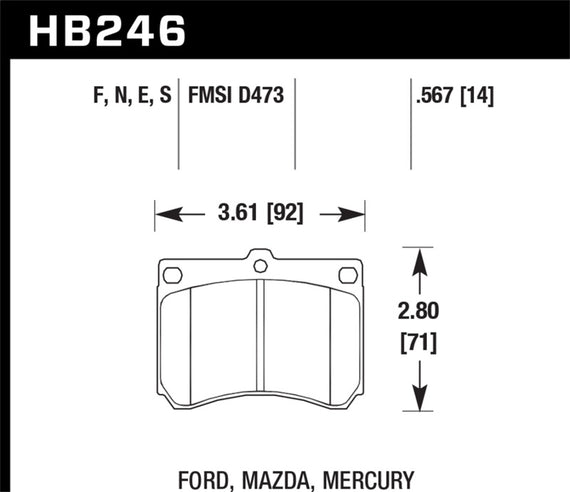 Hawk High Performance Street Front Brake Pads for 92-02 Escort HB246F.567 HB246F.567