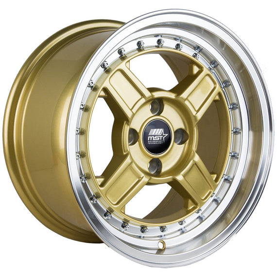 MST Kunai 15x8.0 4x100 20 73.1 Gold w/Machined Lip Wheel/Rim 31-5849-20-GLDL