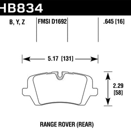 Hawk LTS Brake Pads Fits 13-16 Range Rover, 14-16 Rover Sport HB834Y.645 Rear HB834Y.645