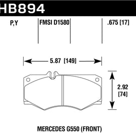 Hawk 09-17 Mercedes-Benz G550 LTS Street Front Brake Pads HB894Y.675