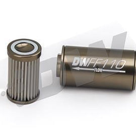 DeatschWerks In-line fuel filter element and housing kit, stainless steel 10 micron,-8AN,110mm. Universal