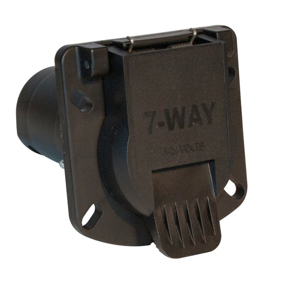 Westin 7-Way RV Round Plastic Car Side Connector w/Rubber Seal - Black 65-75300