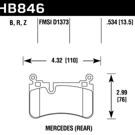 Hawk 08-13 Mercedes C-Class Performance Ceramic Street Rear Brake Pads HB846Z.534
