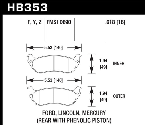 Hawk LTS Street Brake Pads HB353Y.618