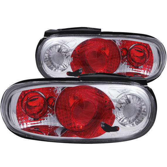 Anzo 221075 Chrome Clear Halogen Bulb Tail Lights for 90-97 Mazda Miata 221075