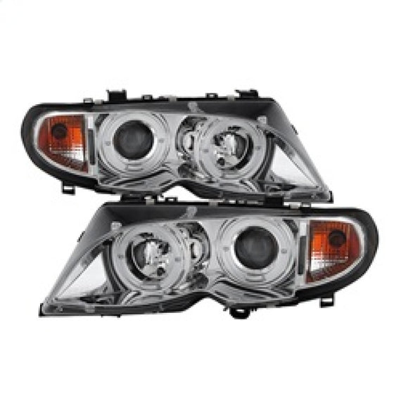 Spyder Projector Headlights LED Halo - Chrome for 02-05 BMW E46 3-Series 4DR 5042408