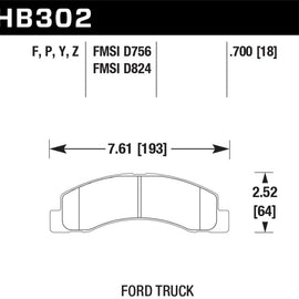 HAWK HB302F.700 HPS PERFORMANCE BRAKE PADS 1999-04 F250-F350 SUPER DUTY FRONTS! HB302F.700