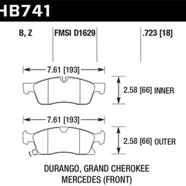Hawk for 13-15 Mercedes-Benz GL350/450 12-15 ML350 2015 ML250 HPS 5.0 Front Brak HB741B.723
