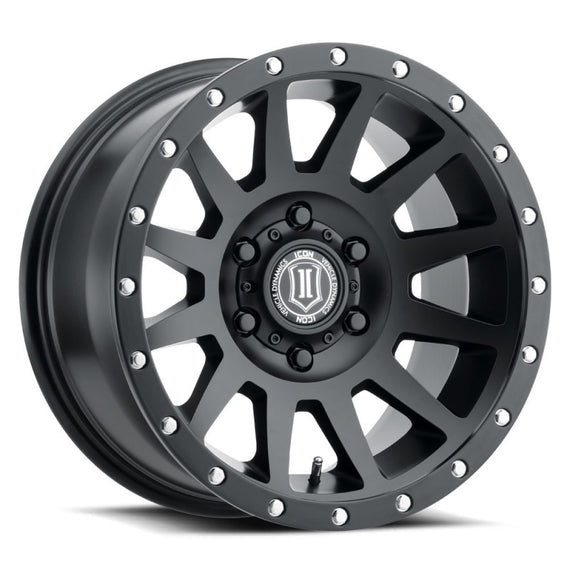 ICON Compression 17x8.5 6x5.5 0mm Offset 4.75in BS 106.1mm Bore Satin Black Wheel 2017858347SB
