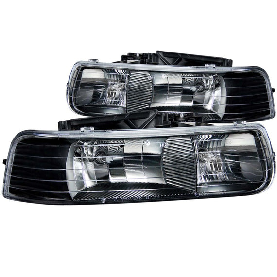 Anzo 111155 Black Halogen Bulb Crystal Headlights for 99-02 Silverado 1500/2500 111155
