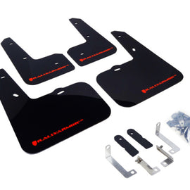 RALLY ARMOR UR MUD FLAPS FOR 2012-2017 VELOSTER TURBO & NON-TURBO BLACK / RED MF24-UR-BLK/RD