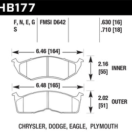 Hawk 95-99 Dodge Neon / 96-99 Plymouth Neon DTC-60 Front Brake Pads HB177G.630