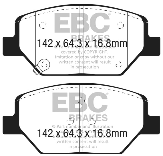 EBC 2018+ Chevrolet Equinox 1.5L Turbo (J17) Yellowstuff Front Brake Pads DP43065R