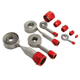 Spectre MagnaBraid 304SS Braided Sleeving Kit - Red End Caps 7492