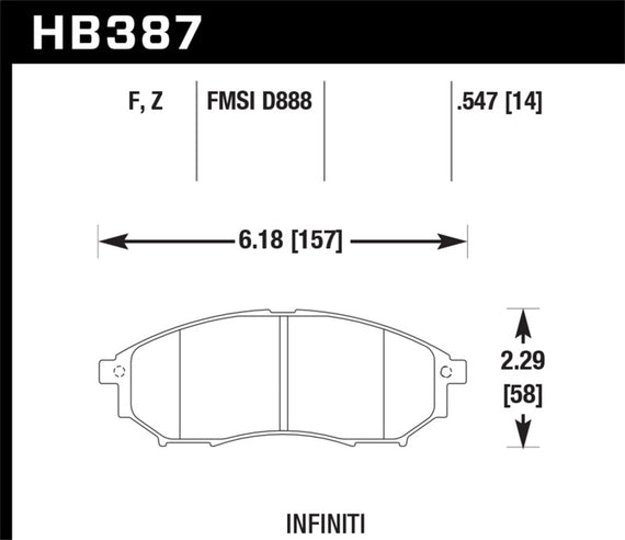 HAWK HB387F.547 HPS Performance Street Brake Pads for Infiniti Fx35 2006-2008 HB387F.547