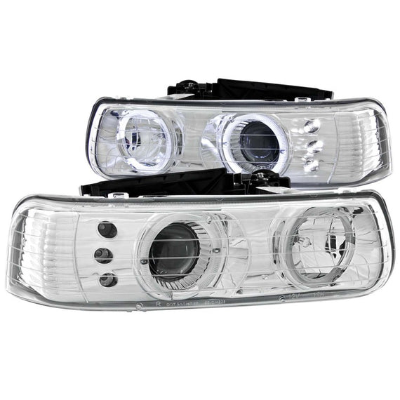 Anzo 111190 Chrome Projector Headlights w/ Halo & LED for 00-06 Suburban/Tahoe 111190