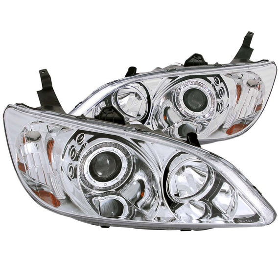 ANZO 2004-2005 Honda Civic Projector Headlights w/ Halo Chrome 121060