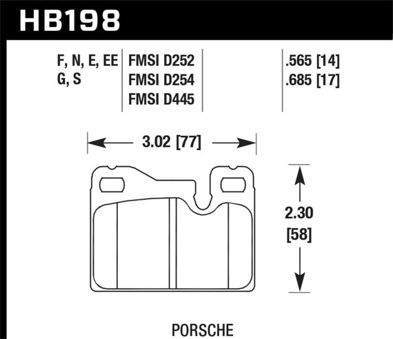 Hawk 77-88 Porsche 924 / 78-85 & 92-95 928 / 83-91 944 HT-10 Rear Race Brake Pads HB198S.685