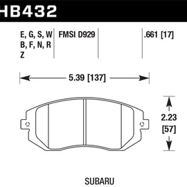 Hawk HP+ Front Brake Pads for 2003-2008 Subaru Impreza WRX HB432N.661 HB432N.661