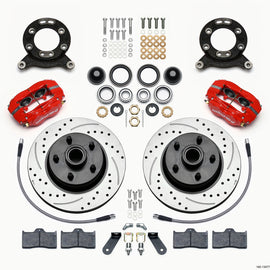 Wilwood Forged Dynalite-M Front Kit 11.30in 1 PC Rotor&Hub Drill-Red 1970-1973 Mustang Disc & Drum 140-13477-DR