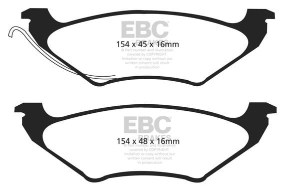 EBC 96-00 Chrysler Town & Country 3.3 (15in Wheels) Ultimax2 Rear Brake Pads UD715