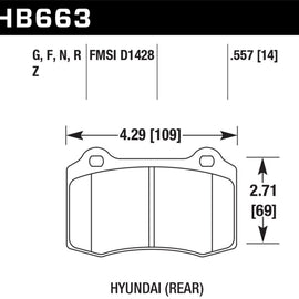 Hawk HB663B.557 HPS 5.0 Disc Brake Pad For 15 Hyundai Genesis Coupe NEW HB663B.557